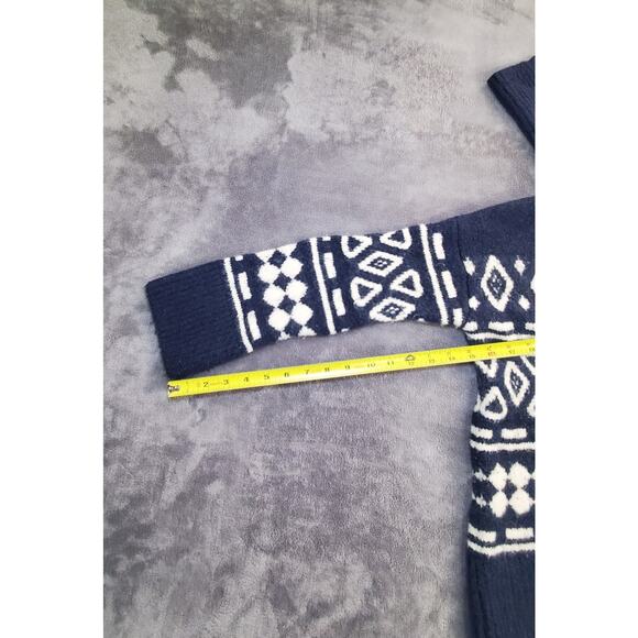 J. CREW Luxury Sz XS-S Blend MERINO WOOL ALPACA Navy White 1/2 Zip Geometric 25 - Picture 4 of 9